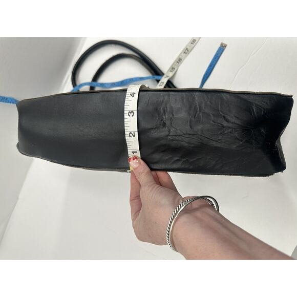 JL Saldivar Black White Handtooled Leather Purse Handbag cross Western - Picture 4 of 8